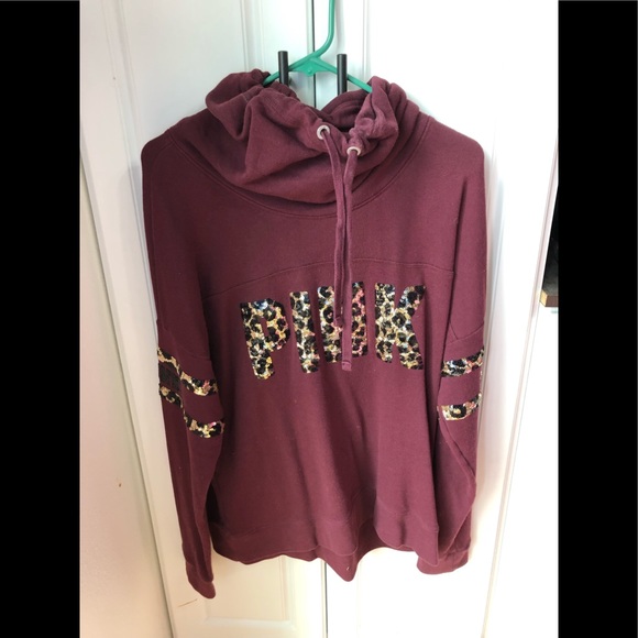 PINK Victoria's Secret Sweaters - Victoria Secret pink mega bling leopard cowl neck